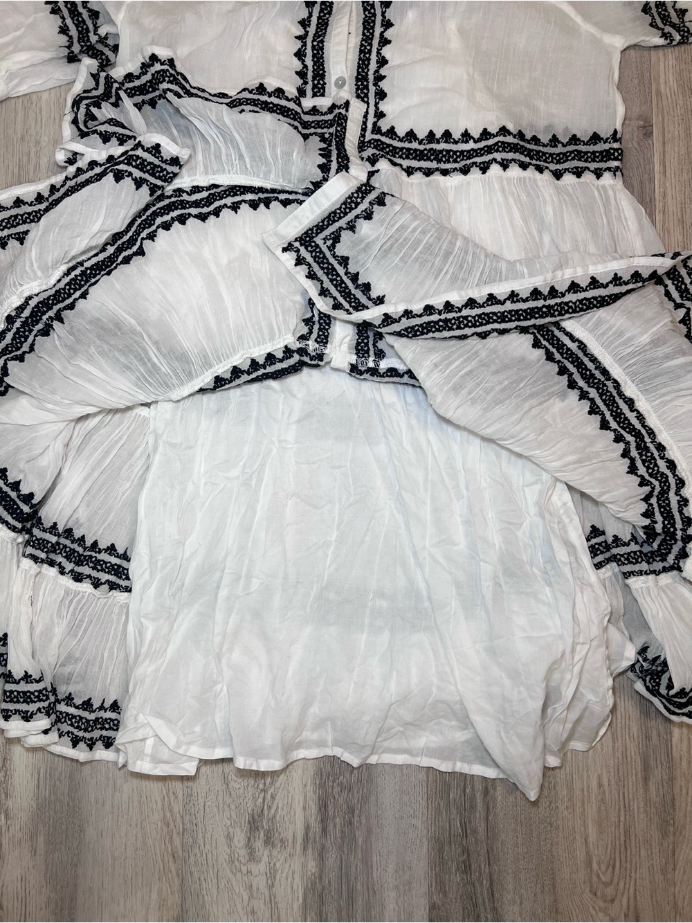 Sundance Sea La Vie Embroidered Dress White Black Size PM - Picture 12 of 14